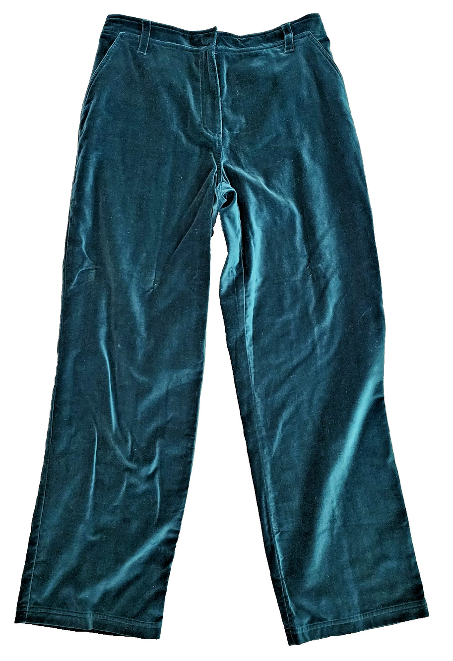 Chelsea Studio Velvet Pants Women Size 10 Green Cotton Pockets